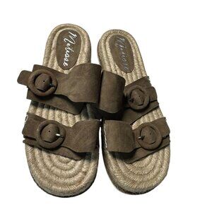 Matisse CAPE suede flat espadrille womens double buckle sandals size 9 new